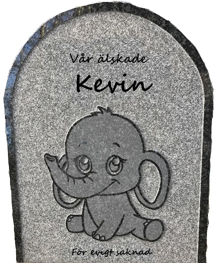 Specialgjord barngravsten med elefant